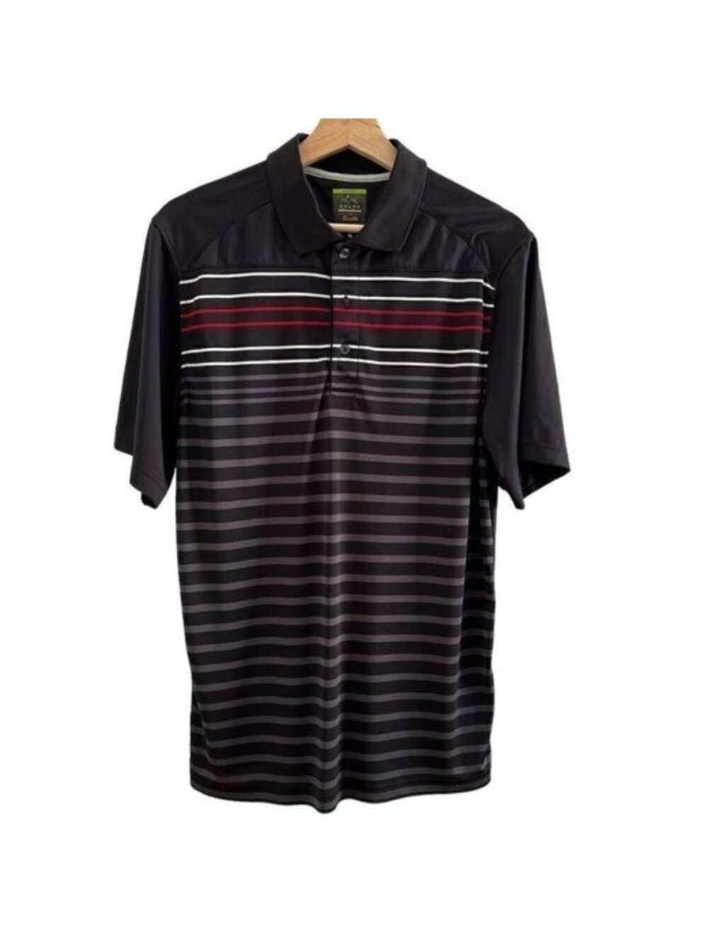 Greg Norman Shark Black with Stripes Short Sleeve Slim Golf Shirt Size M